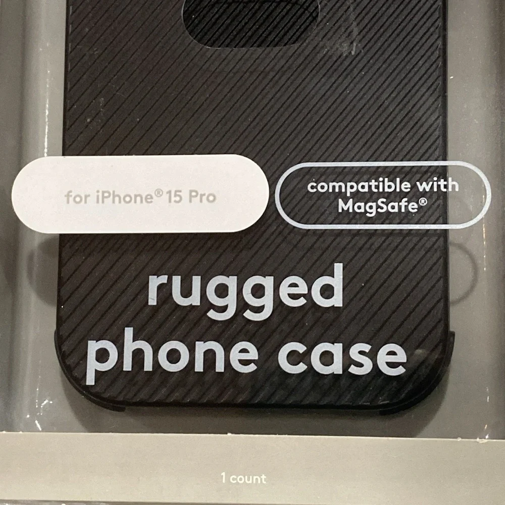 Heyday Black Rugged Phone Case for iPhone 15 Pro, new!